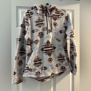 Avalanche Fleece Half Zip Brown and Blue Patterned Hoodie